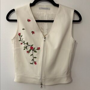 Vertigo Paris Cream Vest with Floral Embroidery